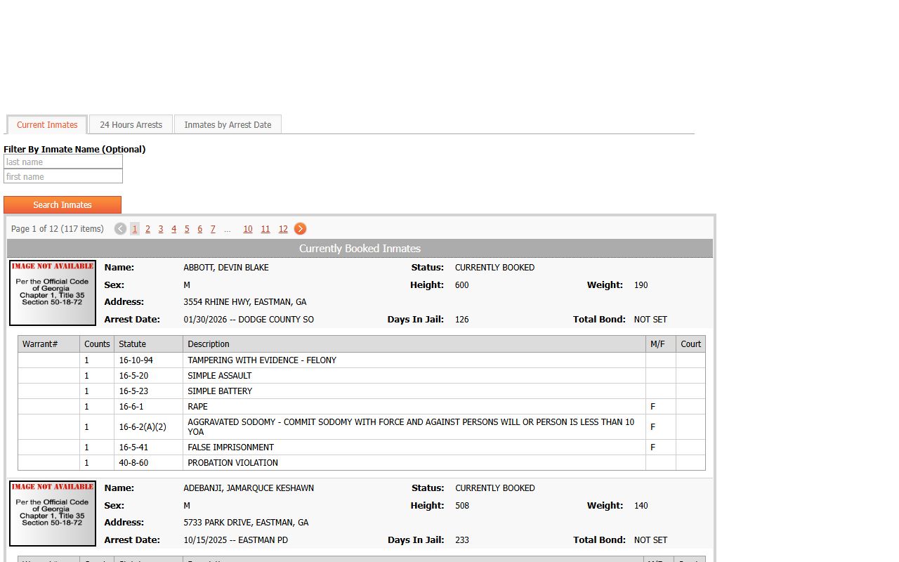 Dodge County inmate population current inmate roster search
